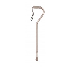 Deluxe Adjustable Cane Offset W/Wrist Strap-Silver
