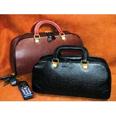 Zipper Physician Bag 14  Black Leather