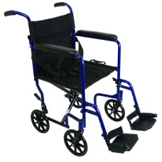 Aluminum Transport Chair w/ Footrests  Blue