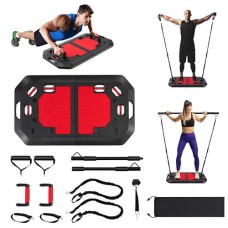Push up Board Set Folding Push up Stand with Elastic String Pilate Bar Bag-Black