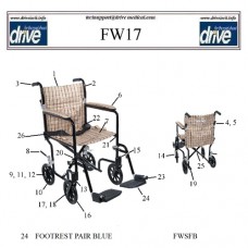 Swing Away Footrest for Flyweight Transport Blue