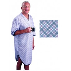 Sleep Shirt Patient Gown+AC0-Men Large+AC0-Extra Large  Blue Plaid