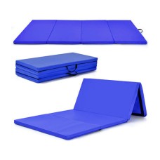 4-Panel Folding Gymnastics Mat with Carrying Handles for Home Gym-Navy - Color: Navy