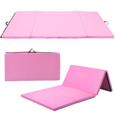4' x 8' x 2 Inch Gymnastics Mat Thick Folding Panel Aerobics Exercise Mat-Pink - Color: Pink