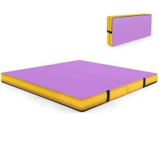 4ft x 4ft x 4in Bi-Folding Gymnastic Tumbling Mat with Handles and Cover-Purple - Color: Purple