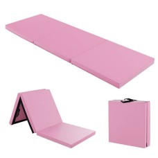 6 x 2 FT Tri-Fold Gym Mat with Handles and Removable Zippered Cover-Pink - Color: Pink