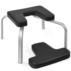 Yoga Iron Headstand Bench with PVC Pads for Family Gym-Black - Color: Black