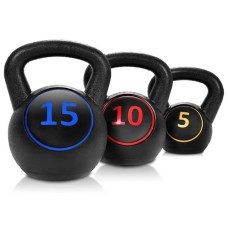 3 Pieces 5 10 15lbs Kettlebell Weight Set - Color: Black