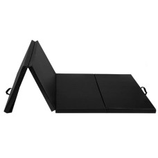 4 Feet x 10 Feet Thick Folding Panel Gymnastics Mat-Black - Color: Black