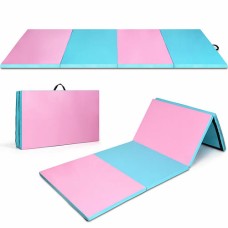 4' x 10' x 2" Folding Gymnastics Tumbling Gym Mat-Blue - Color: Blue