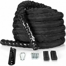 30/40/50 Feet 1.5 Inch Diameter Battle Rope with Protective Sleeve-M - Color: Black - Size: M