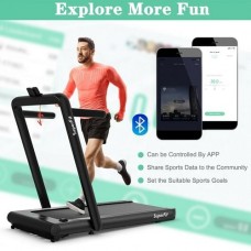 4.75HP 2 In 1 Folding Treadmill with Remote APP Control-Black - Color: Black - Size: 4-4.75 HP
