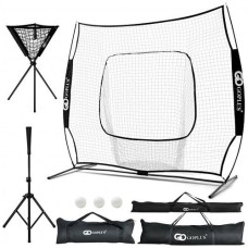 Portable Practice Net Kit with 3 Carrying Bags-Black - Color: Black