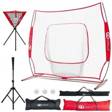 Portable Practice Net Kit with 3 Carrying Bags-Red - Color: Red