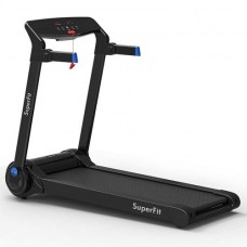 3HP Electric Folding Treadmill with Bluetooth Speaker-Blue - Color: Blue - Size: 3-3.75 HP