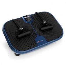 Mini Vibration Fitness Plate Machine with Remote Control and Loop Bands-Blue - Color: Blue