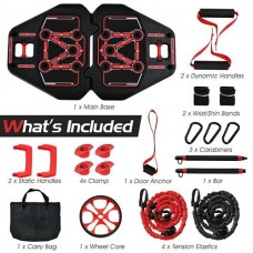 All-in-one Portable Pushup Board with Bag - Color: Black & Red