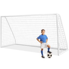 12 x 6 Feet Soccer Goal with Strong PVC Frame and High-Strength Netting - Color: White - Size: 12 x 6 ft