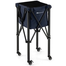 Lightweight Foldable Tennis Ball Teaching Cart with Wheels and Removable Bag-Blue - Color: Blue