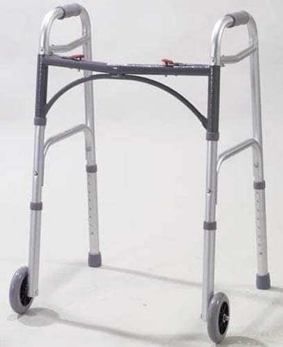 Walker Folding 2-Button Adult Alum w/5 Wheels (Drive)